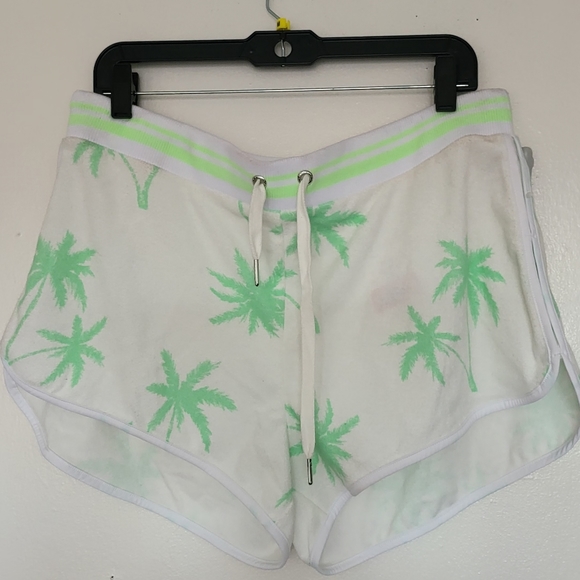 NWT Couture Terry Cloth Surf Green Palm Tree Piping Shorts sz-Xl - Picture 4 of 6